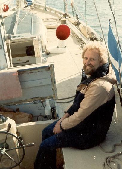 Hans van Krieken on his sailboat